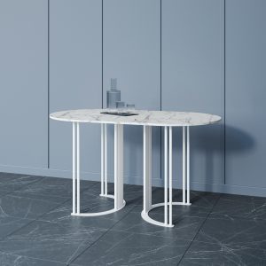 Обеденный стол VIOLUR 140 х 80 см, белый мрамор/белый