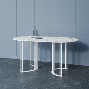 Обеденный стол VIOLUR 160 х 80 см, белый мрамор/белый