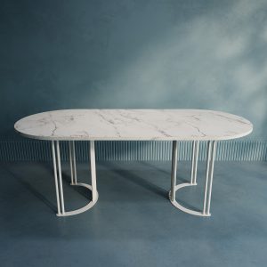 Обеденный стол VIOLUR 200 х 90 см, белый мрамор/белый