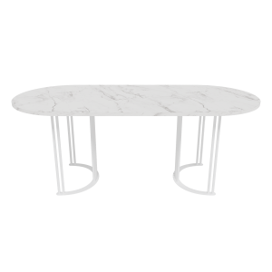 Обеденный стол VIOLUR 200 х 90 см, белый мрамор/белый