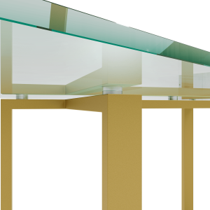 Обеденный стол VETLIX 200 х 90, бесцветное стекло/золотой