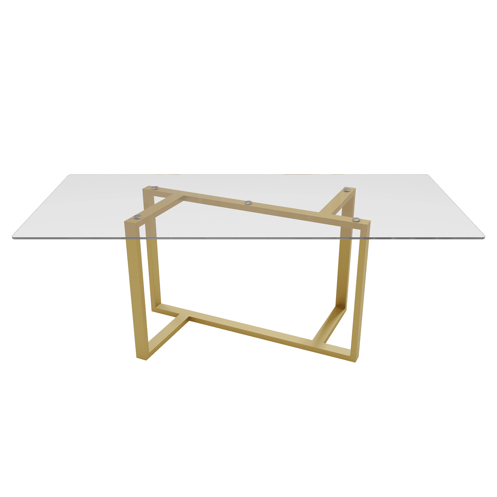 Обеденный стол VETLIX 200 х 90, осветленное стекло/золотой