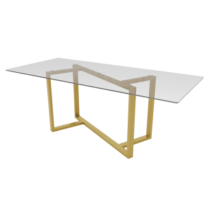 Обеденный стол VETLIX 200 х 90, осветленное стекло/золотой