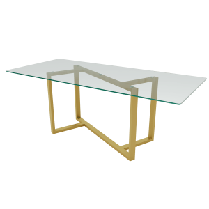 Обеденный стол VETLIX 200 х 90, бесцветное стекло/золотой