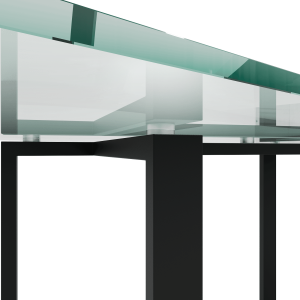 Обеденный стол VETLIX 200 х 90, бесцветное стекло/черный