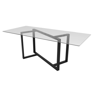 Обеденный стол VETLIX 200 х 90, осветленное стекло/черный