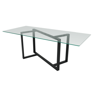 Обеденный стол VETLIX 200 х 90, бесцветное стекло/черный