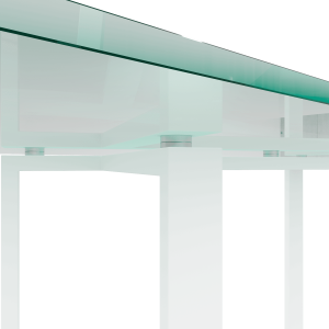 Обеденный стол VETLIX 200 х 90, бесцветное стекло/белый
