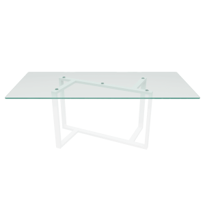 Обеденный стол VETLIX 200 х 90, бесцветное стекло/белый