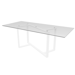 Обеденный стол VETLIX 200 х 90, осветленное стекло/белый