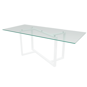 Обеденный стол VETLIX 200 х 90, бесцветное стекло/белый