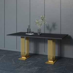 Обеденный стол ARFEO Duo черный/золотой, 180 х 90 см