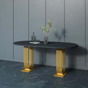 Обеденный стол ARFEO Duo 180 х 90 см, черный/золотой