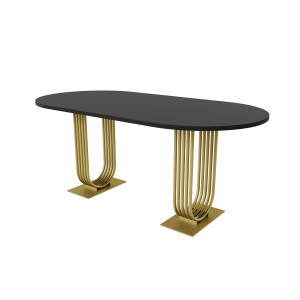 Обеденный стол ARFEO Duo 180 х 90 см, черный/золотой