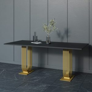 Обеденный стол ARFEO Duo черный/золотой, 200 х 90 см