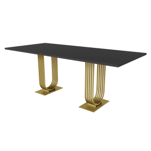 Обеденный стол ARFEO Duo черный/золотой, 200 х 90 см