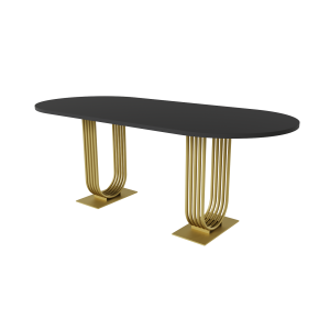 Обеденный стол ARFEO Duo 200 х 90 см, черный/золотой