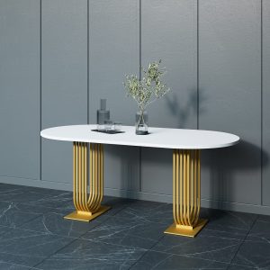 Обеденный стол ARFEO Duo 180 х 90 см, белый/золотой