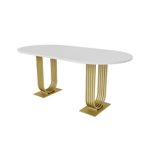 Обеденный стол ARFEO Duo 180 х 90 см, белый/золотой