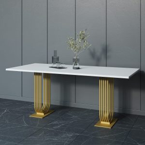 Обеденный стол ARFEO Duo белый/золотой, 200 х 90 см