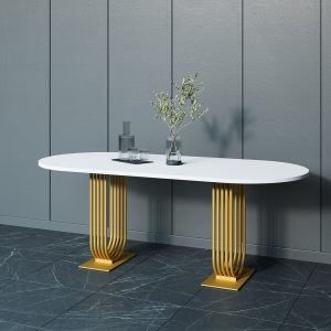 Обеденный стол ARFEO Duo 200 х 90 см, белый/золотой