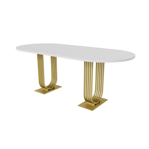Обеденный стол ARFEO Duo 200 х 90 см, белый/золотой