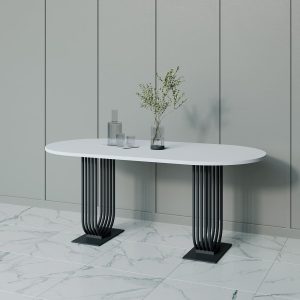 Обеденный стол ARFEO Duo 180 х 90 см, белый/черный