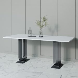 Обеденный стол ARFEO Duo белый/черный, 200 х 90 см
