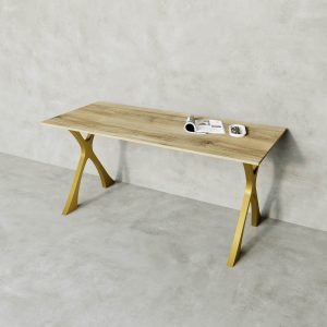 Обеденный стол TEYDOR 160 х 70 см, орех/золотой