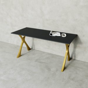 Обеденный стол TEYDOR 160 х 70 см, черный/золотой