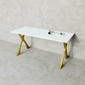 Обеденный стол TEYDOR 160 х 70 см, белый/золотой