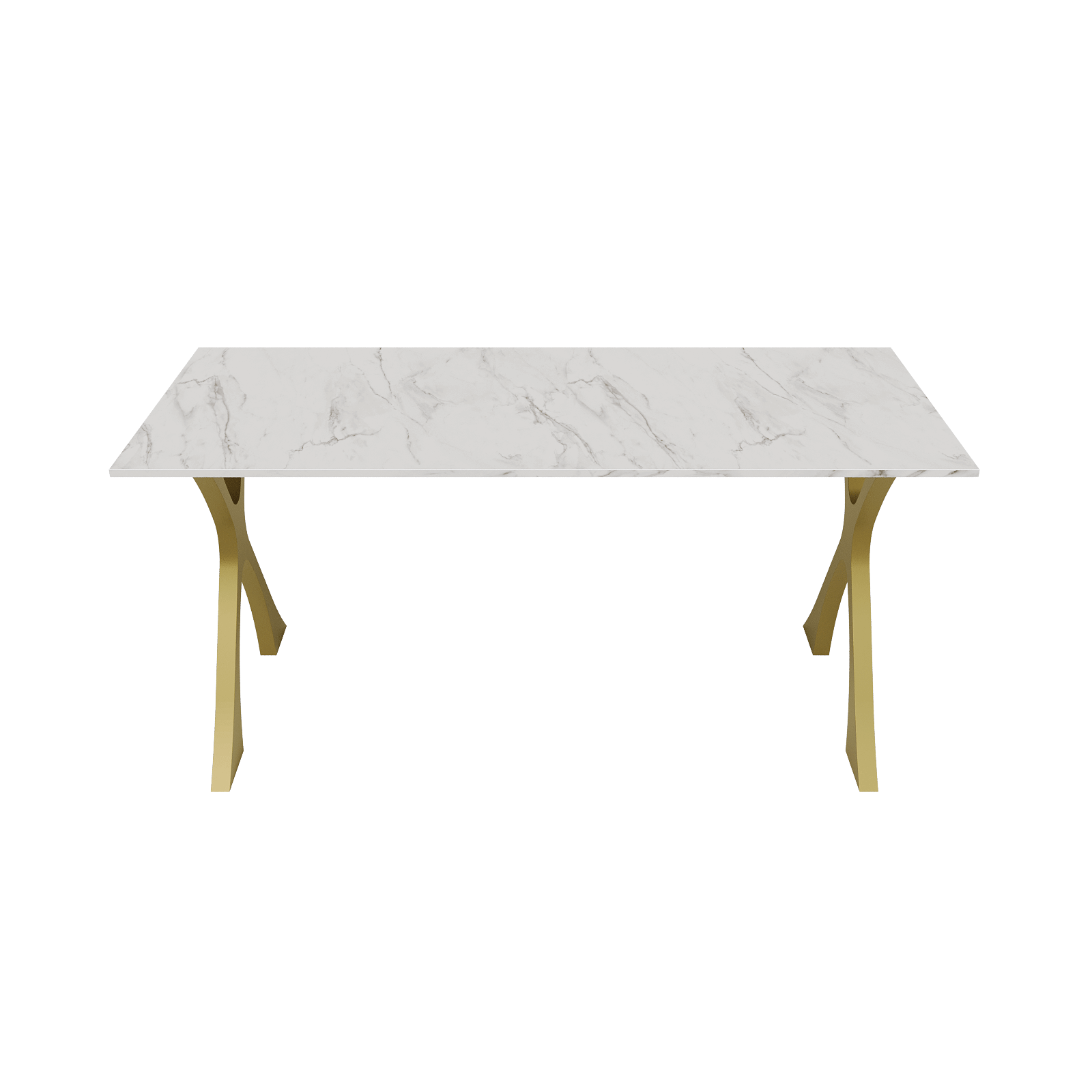 Обеденный стол TEYDOR 160 х 70 см, белый мрамор/золотой