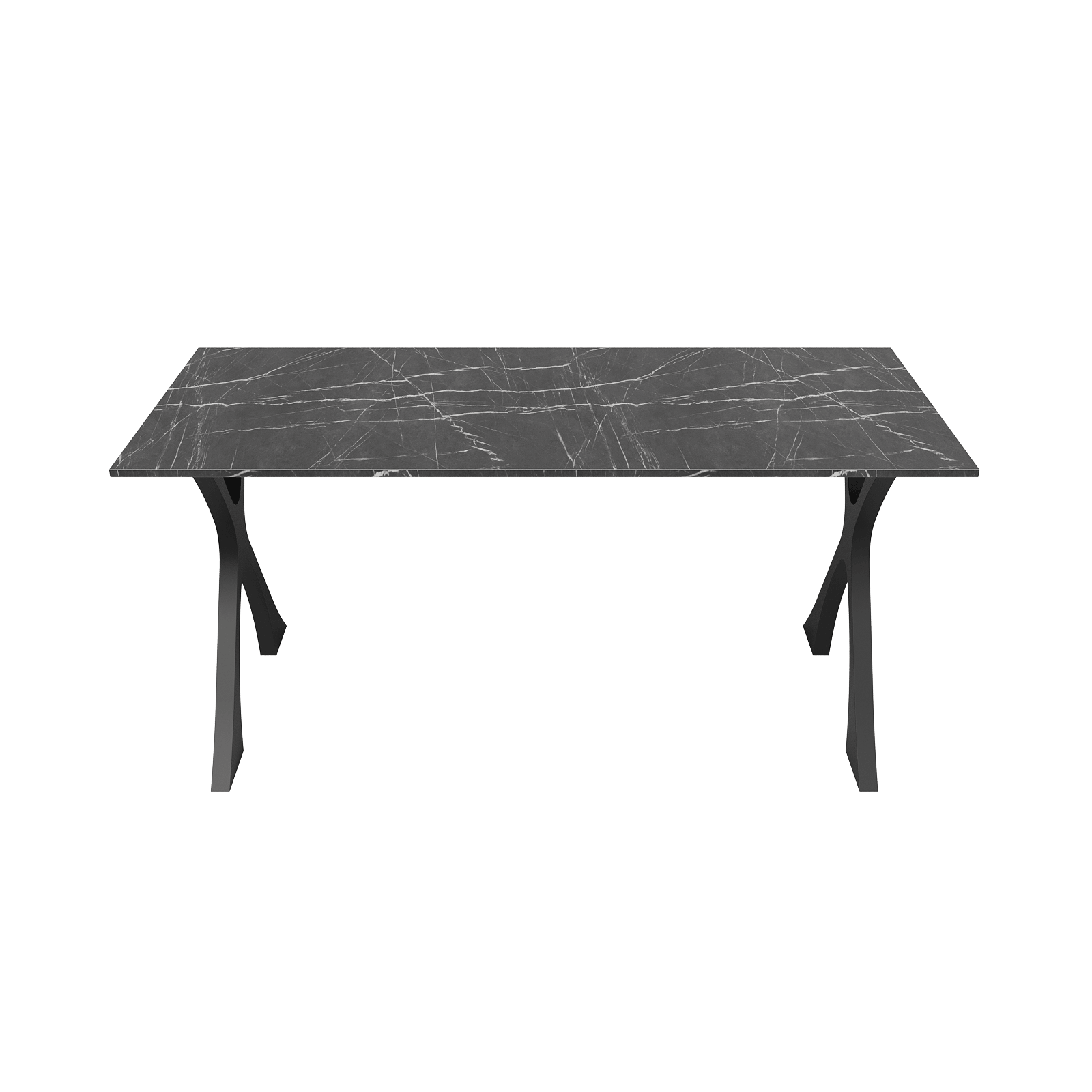 Обеденный стол TEYDOR 160 х 70 см, темный мрамор/черный