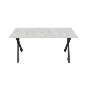 Обеденный стол TEYDOR 160 х 70 см, белый мрамор/черный