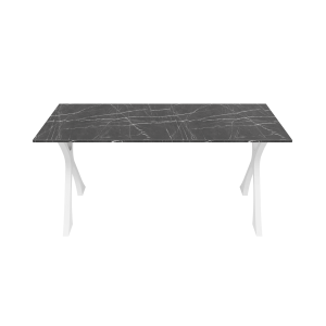 Обеденный стол TEYDOR 160 х 70 см, темный мрамор/белый