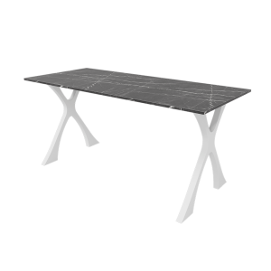 Обеденный стол TEYDOR 160 х 70 см, темный мрамор/белый