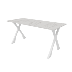 Обеденный стол TEYDOR 160 х 70 см, белый мрамор/белый