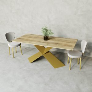 Обеденный стол LINBOW Wood 180 х 90 см, орех/золотой