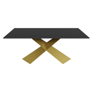 Обеденный стол LINBOW Wood 180 х 90 см, черный/золотой