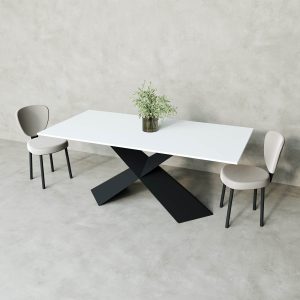 Обеденный стол LINBOW Wood 180 х 90 см, белый/черный