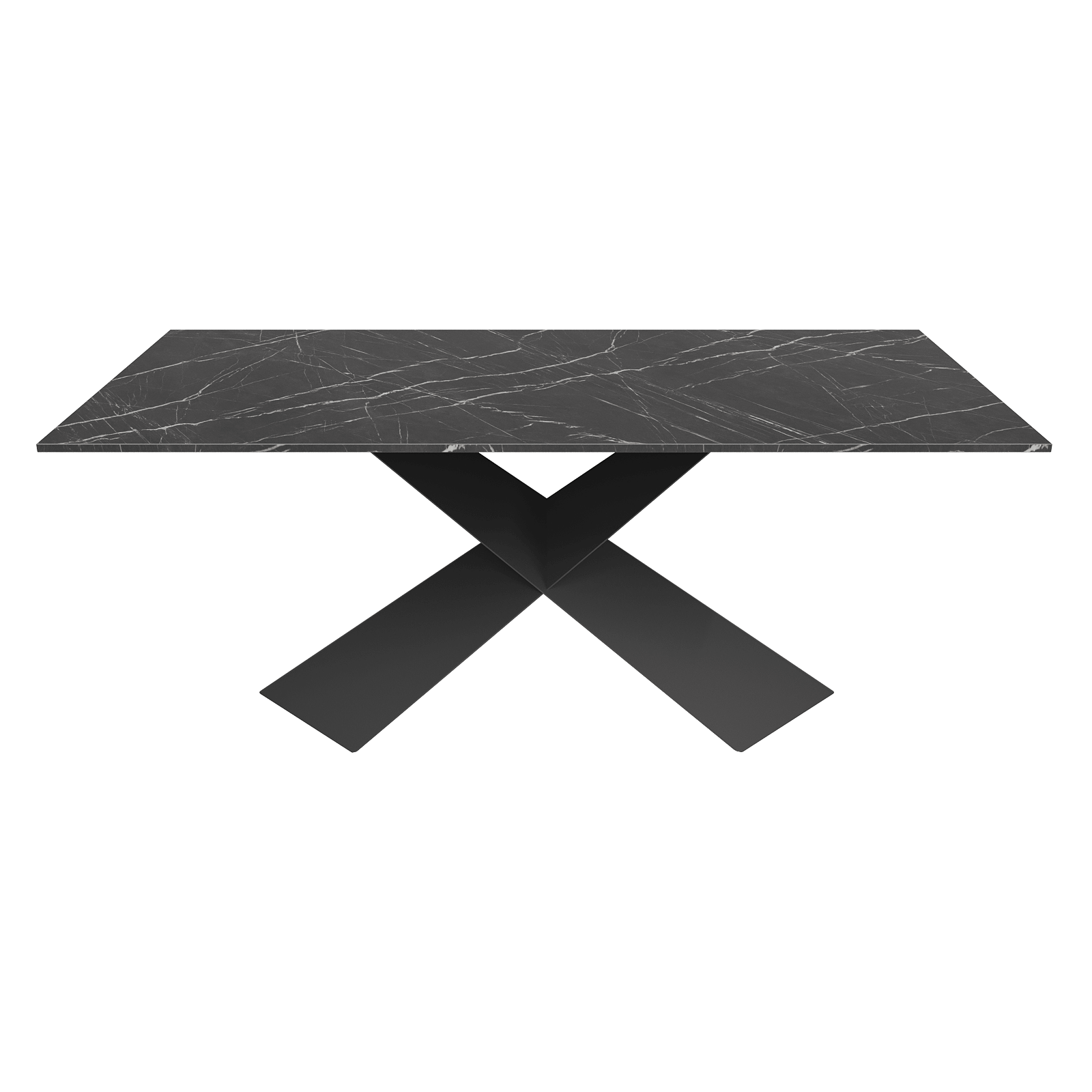 Обеденный стол LINBOW Wood 180 х 90 см, темный мрамор/черный
