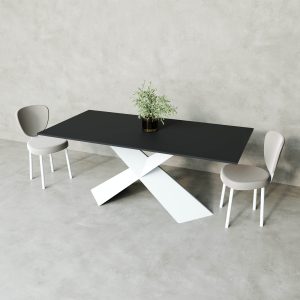 Обеденный стол LINBOW Wood 180 х 90 см, черный/белый