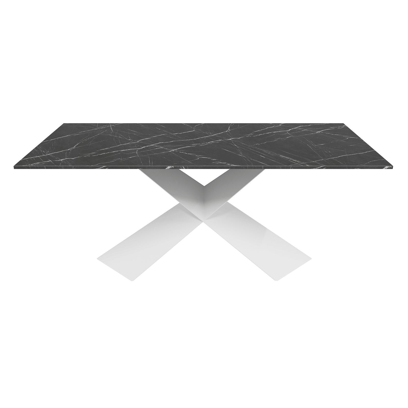 Обеденный стол LINBOW Wood 180 х 90 см, темный мрамор/белый