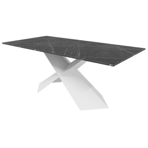 Обеденный стол LINBOW Wood 180 х 90 см, темный мрамор/белый