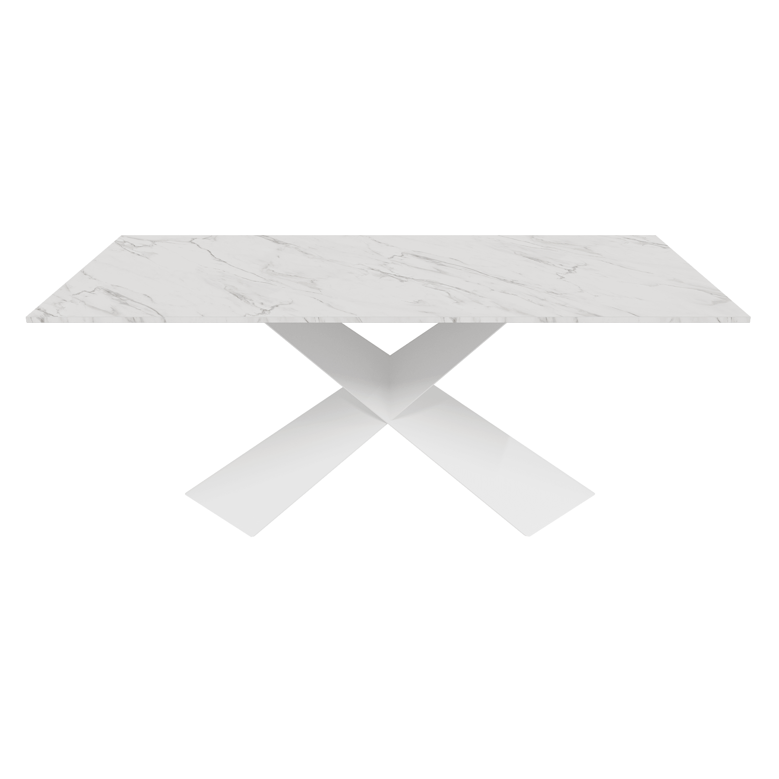 Обеденный стол LINBOW Wood 180 х 90 см, белый мрамор/белый