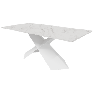 Обеденный стол LINBOW Wood 180 х 90 см, белый мрамор/белый