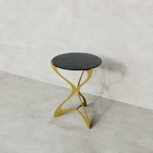 Журнальный стол SELMUS D40 см, темный мрамор/золотой