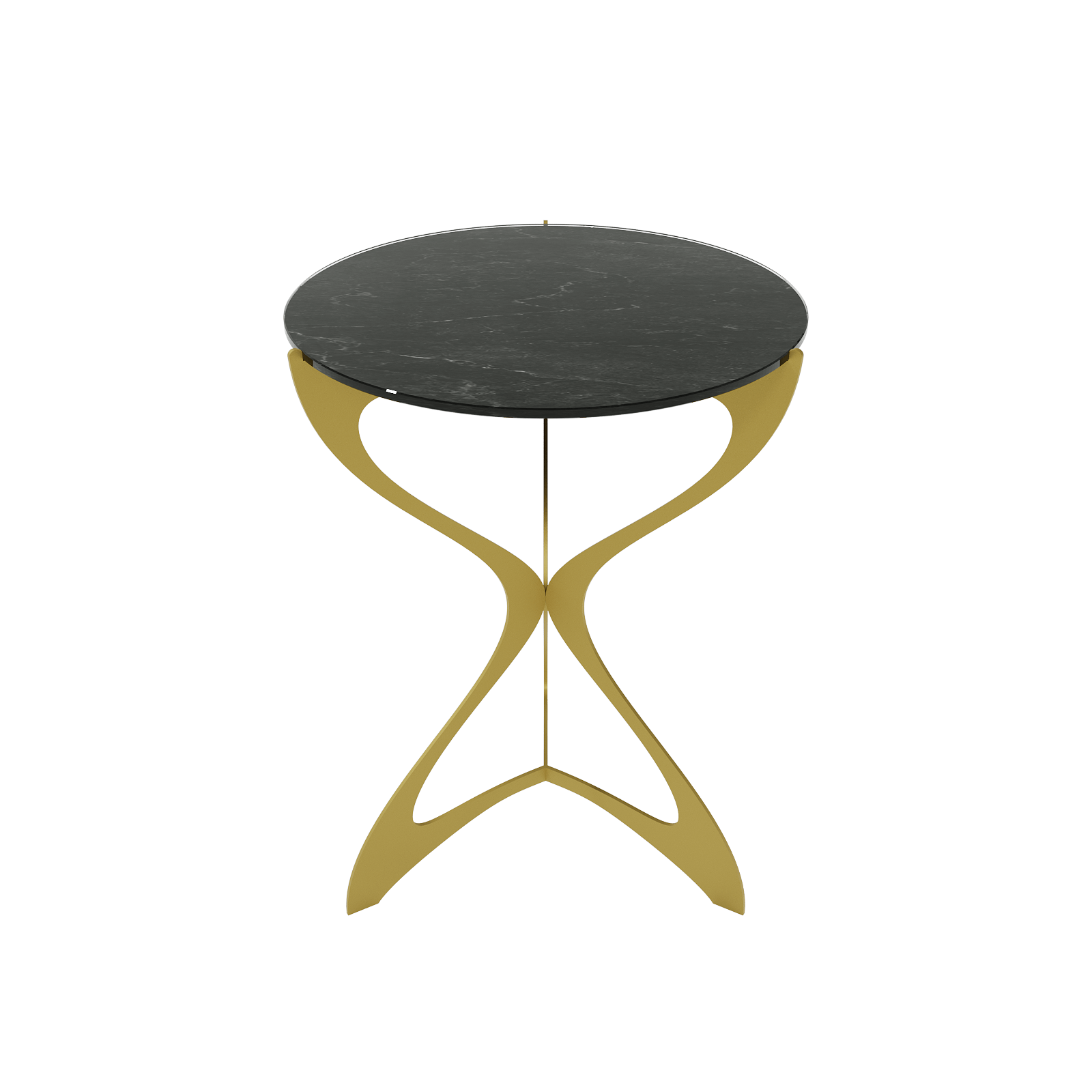 Журнальный стол SELMUS D40 см, темный мрамор/золотой