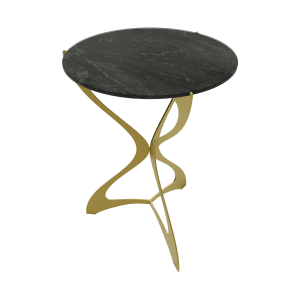 Журнальный стол SELMUS D40 см, темный мрамор/золотой