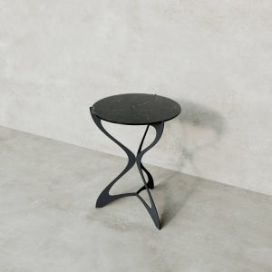 Журнальный стол SELMUS D40 см, темный мрамор/черный